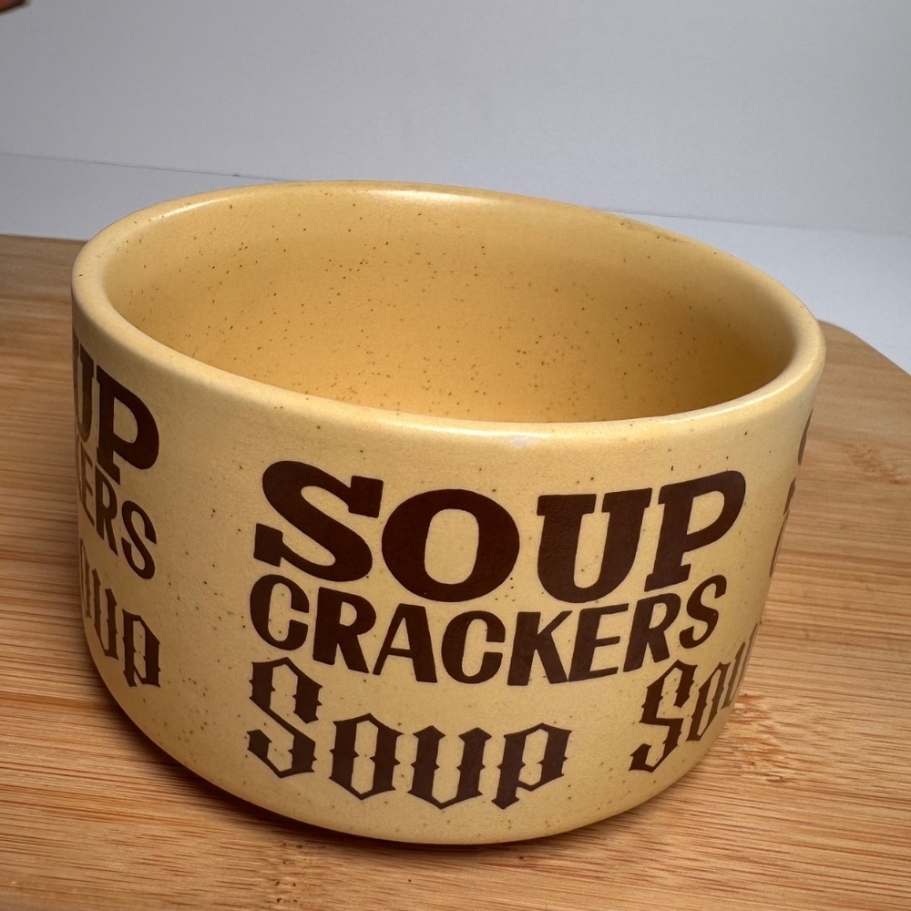 Vintage 70s Korean Stoneware Soup Mug Retro Typography • Chunky Pottery - Picture 5 of 7